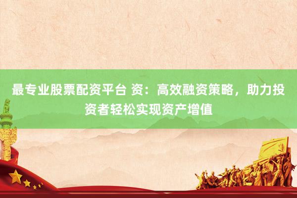 最专业股票配资平台 资：高效融资策略，助力投资者轻松实现资产增值