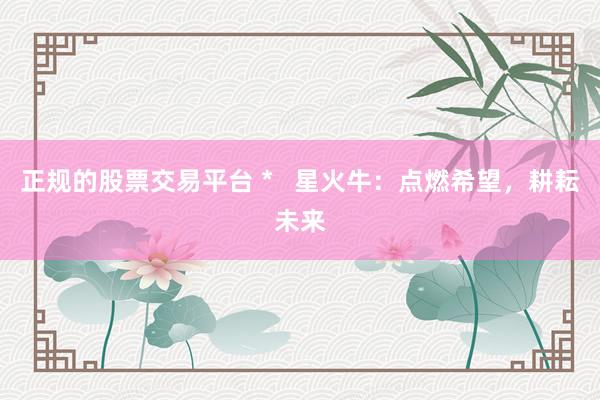 正规的股票交易平台 *   星火牛：点燃希望，耕耘未来