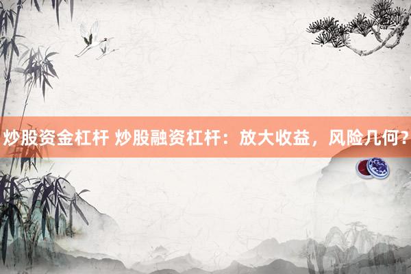 炒股资金杠杆 炒股融资杠杆：放大收益，风险几何？