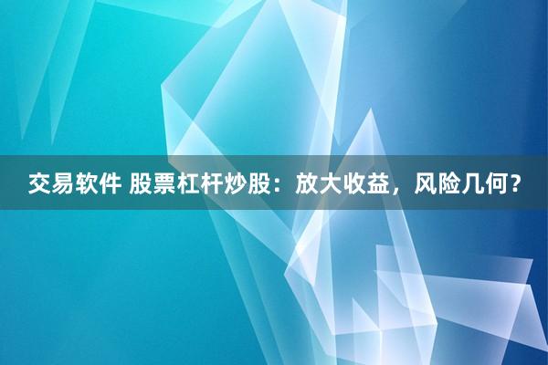 交易软件 股票杠杆炒股：放大收益，风险几何？