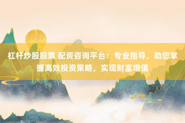 杠杆炒股股票 配资咨询平台：专业指导，助您掌握高效投资策略，实现财富增值