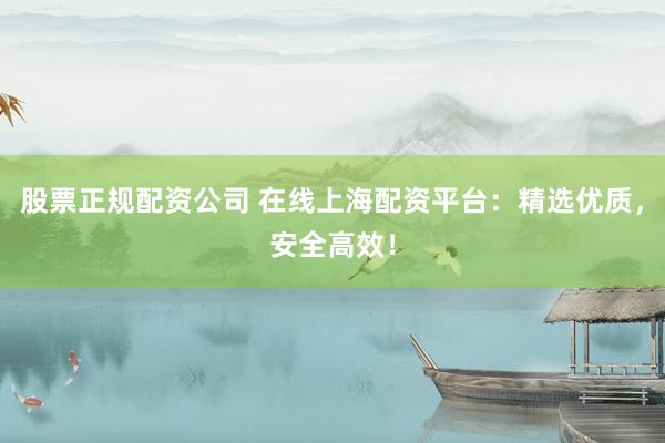 股票正规配资公司 在线上海配资平台：精选优质，安全高效！