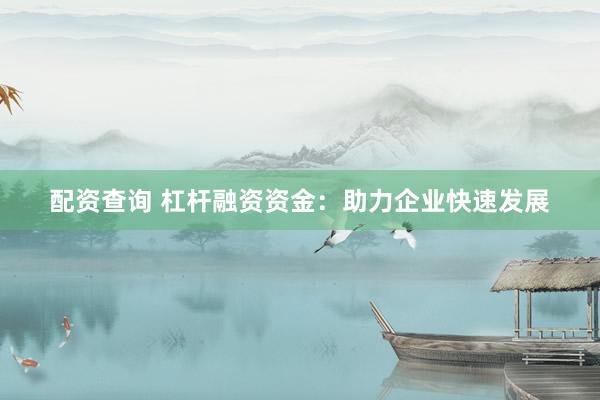 配资查询 杠杆融资资金：助力企业快速发展