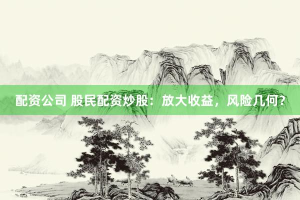 配资公司 股民配资炒股：放大收益，风险几何？