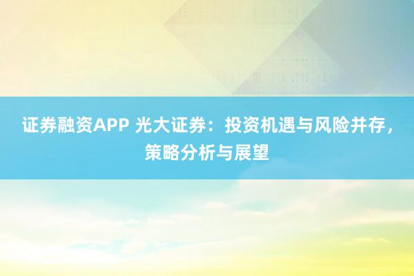 证券融资APP 光大证券：投资机遇与风险并存，策略分析与展望