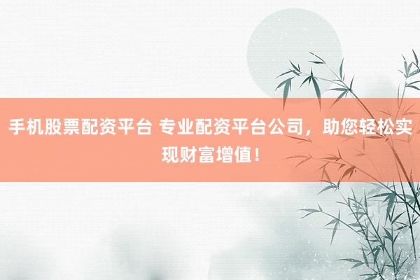 手机股票配资平台 专业配资平台公司，助您轻松实现财富增值！