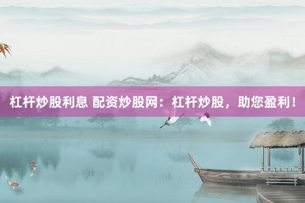 杠杆炒股利息 配资炒股网：杠杆炒股，助您盈利！