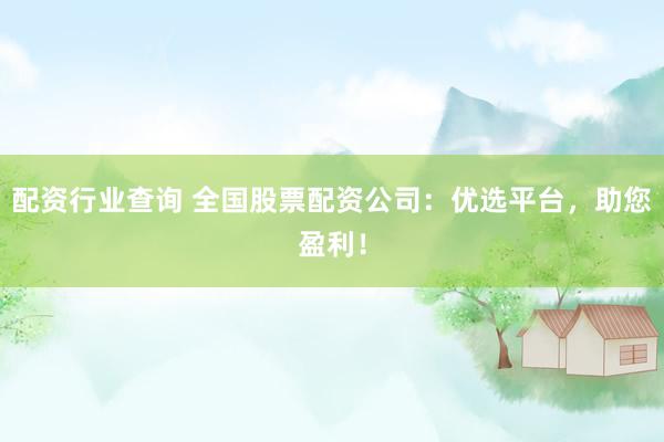 配资行业查询 全国股票配资公司：优选平台，助您盈利！