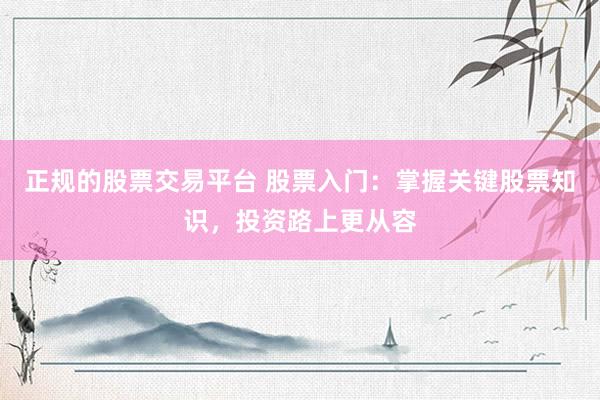 正规的股票交易平台 股票入门：掌握关键股票知识，投资路上更从容