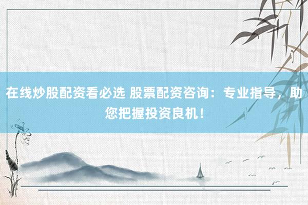 在线炒股配资看必选 股票配资咨询：专业指导，助您把握投资良机！