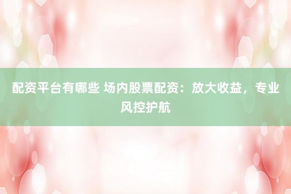 配资平台有哪些 场内股票配资:放大收益,专业风控护航