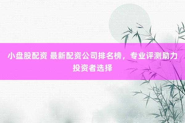 小盘股配资 最新配资公司排名榜，专业评测助力投资者选择