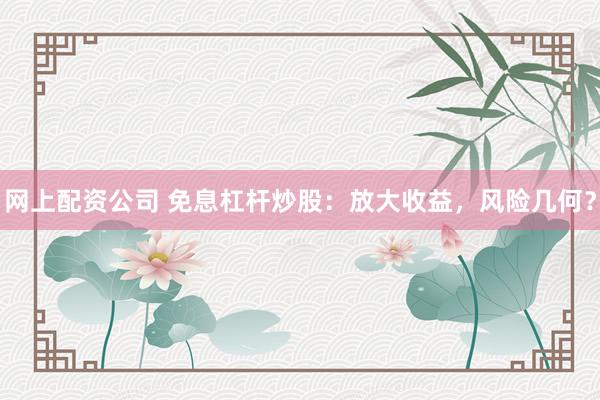 网上配资公司 免息杠杆炒股：放大收益，风险几何？