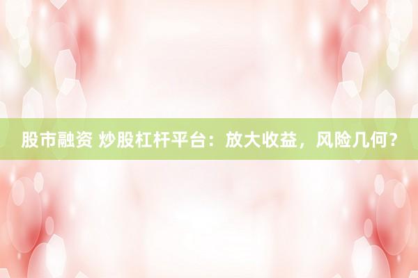 股市融资 炒股杠杆平台：放大收益，风险几何？